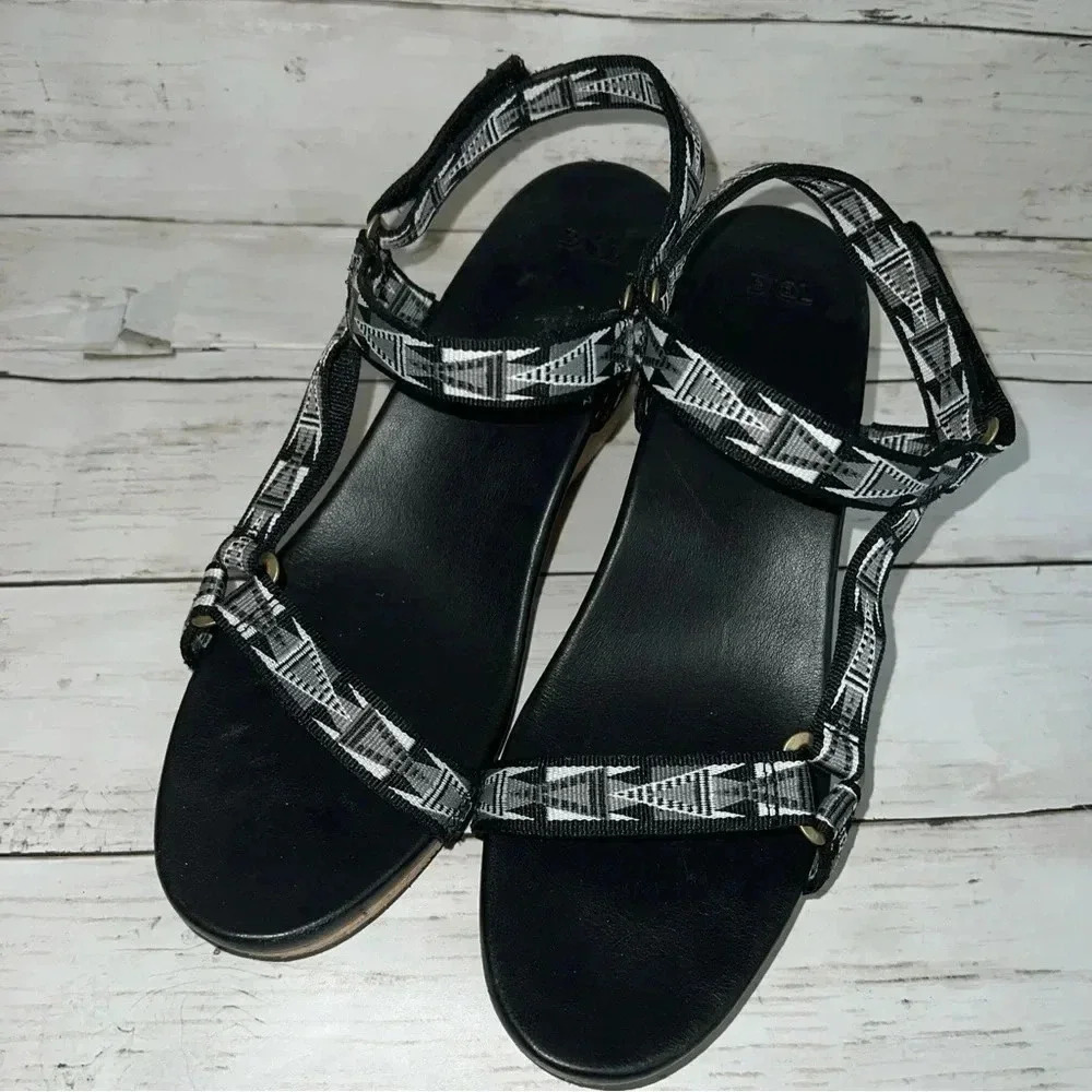 Teva Arrabelle Aztec Cork Wedge Sandals Women’s Size 11 Black - Picture 2 of 7